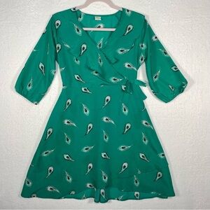 Crazy‎ 8 Dress Girls Size 16 Green Feathers Long Sleeve Fun Spring Easter